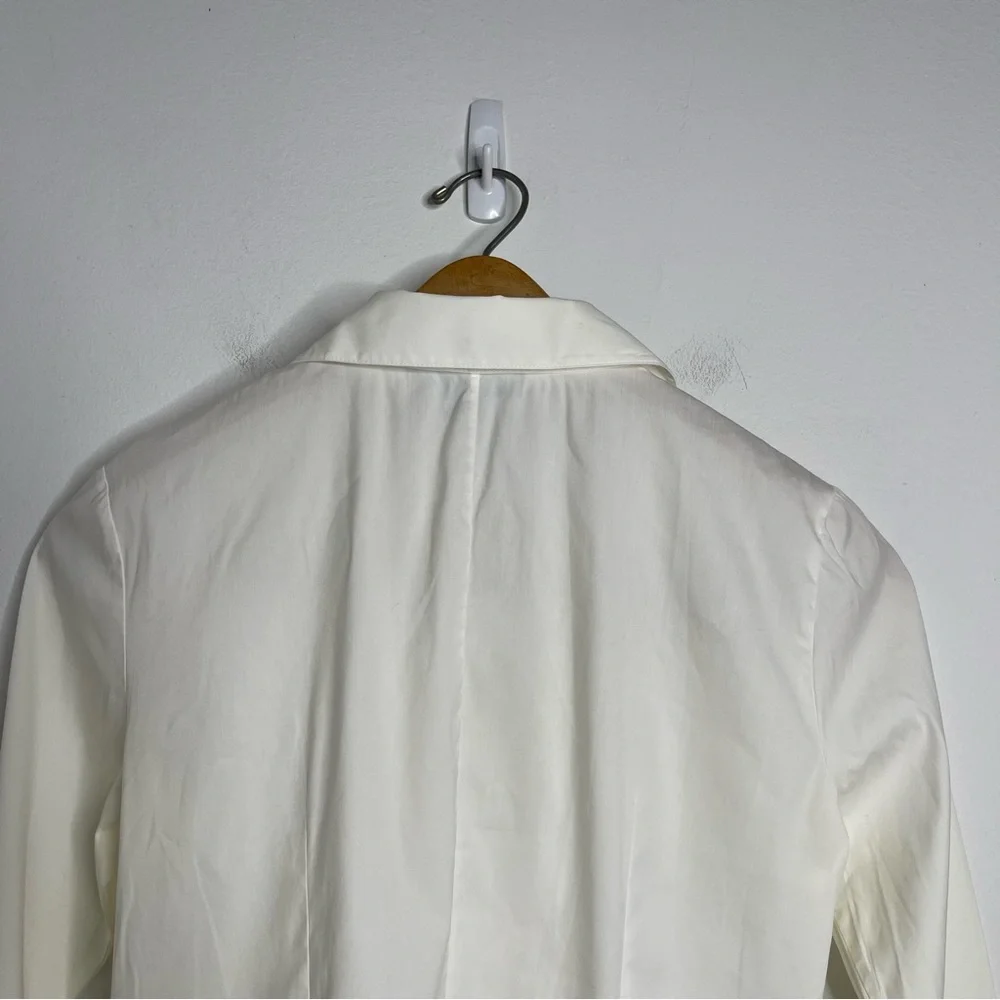 Lafayette 148 Ivory Pleaded Front Button Down Shirt Blouse Top Size 6 - Picture 14 of 16